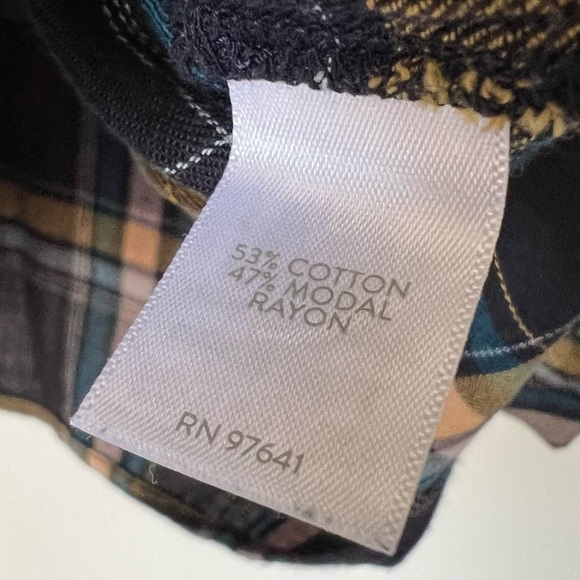 J. Jill Brushed Cotton Blend Soft Bias Trim Plaid Button Up Classic Shirt Fall - Picture 9 of 9